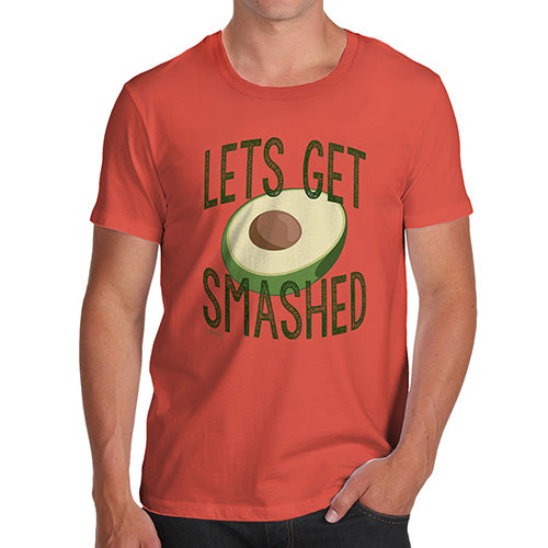 Funny Tshirts For Men Let's Get Smashed Avocado Men's T-Shirt Small Orange