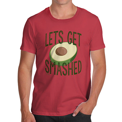 Funny T Shirts For Men Let's Get Smashed Avocado Men's T-Shirt Medium Red