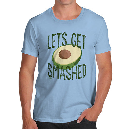 Funny Gifts For Men Let's Get Smashed Avocado Men's T-Shirt X-Large Sky Blue