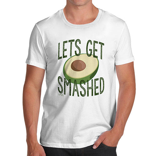 T-Shirt Funny Geek Nerd Hilarious Joke Let's Get Smashed Avocado Men's T-Shirt Small White