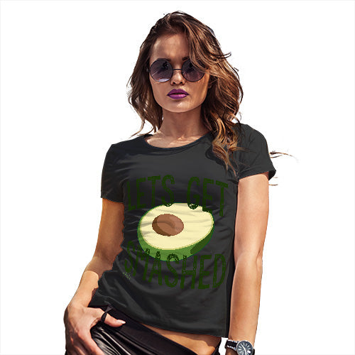 Funny Shirts For Women Let's Get Smashed Avocado Women's T-Shirt Large Black