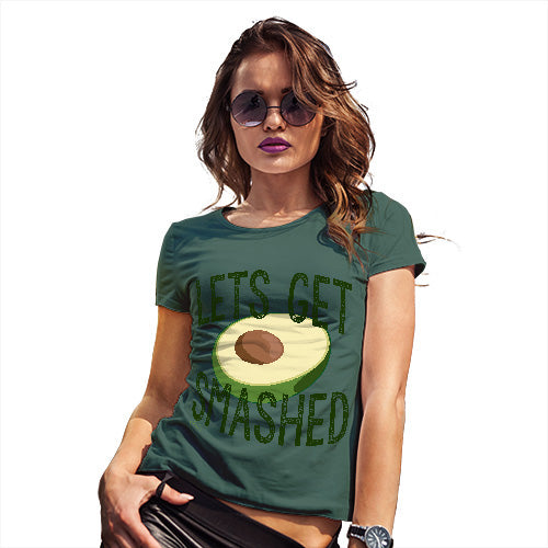 Funny Sarcasm T Shirt Let's Get Smashed Avocado Women's T-Shirt Large Bottle Green
