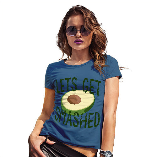 Funny T-Shirts For Women Sarcasm Let's Get Smashed Avocado Women's T-Shirt X-Large Royal Blue