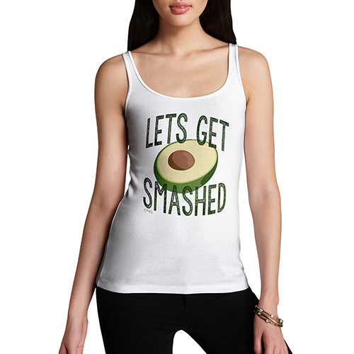 Novelty Tank Top Christmas Let's Get Smashed Avocado Women's Tank Top X-Large White