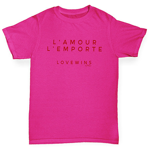 Girls novelty t shirts L'Amour Love Wins Girl's T-Shirt Age 5-6 Pink