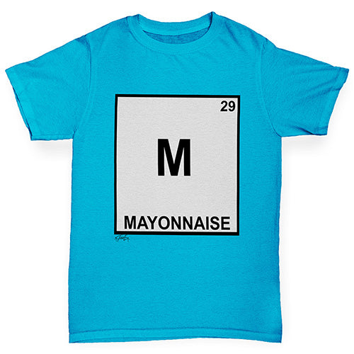 funny t shirts for boys Mayonnaise Element Boy's T-Shirt Age 9-11 Azure Blue