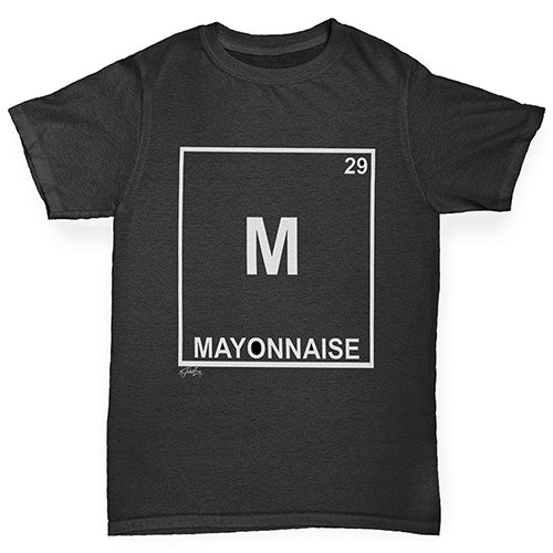 Boys Funny Tshirts Mayonnaise Element Boy's T-Shirt Age 9-11 Black