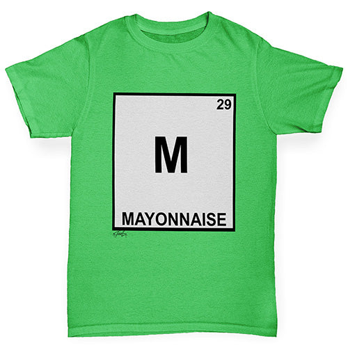 Boys novelty tees Mayonnaise Element Boy's T-Shirt Age 5-6 Green