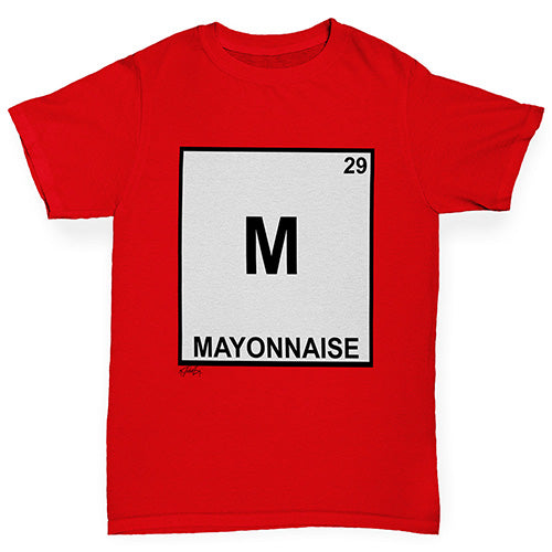 Boys Funny Tshirts Mayonnaise Element Boy's T-Shirt Age 12-14 Red