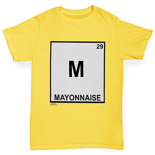 Boys Funny Tshirts Mayonnaise Element Boy's T-Shirt Age 12-14 Yellow