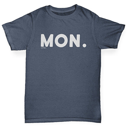 Boys novelty t shirts MON Monday Boy's T-Shirt Age 9-11 Dark Grey