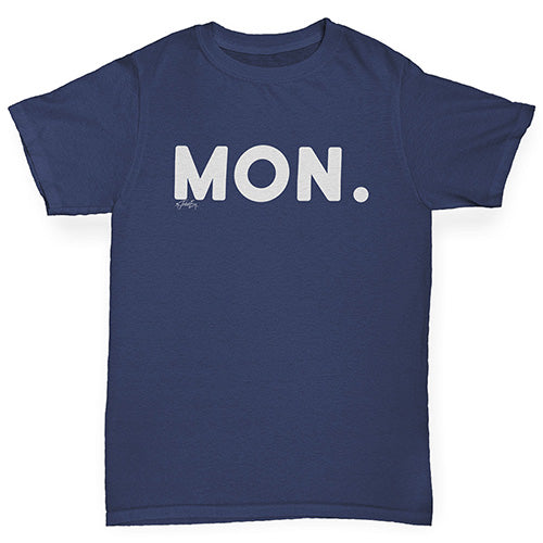 Girls Funny T Shirt MON Monday Girl's T-Shirt Age 5-6 Navy