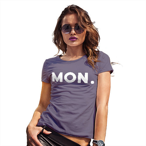 Novelty Tshirts Women MON Monday Women's T-Shirt Medium Plum