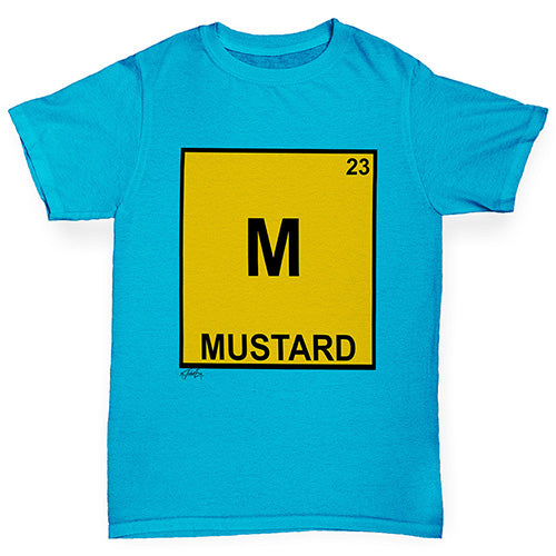 funny t shirts for boys Mustard Element Boy's T-Shirt Age 9-11 Azure Blue