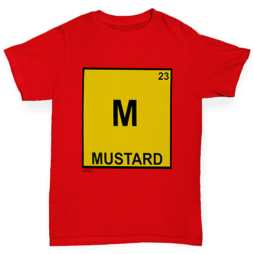 Boys Funny Tshirts Mustard Element Boy's T-Shirt Age 7-8 Red