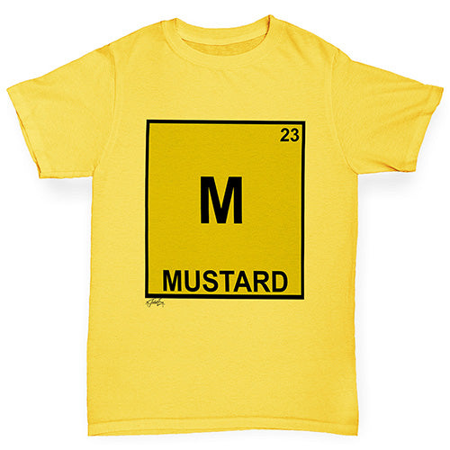 Kids Funny Tshirts Mustard Element Boy's T-Shirt Age 7-8 Yellow