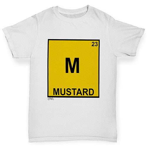 Kids Funny Tshirts Mustard Element Girl's T-Shirt Age 9-11 White