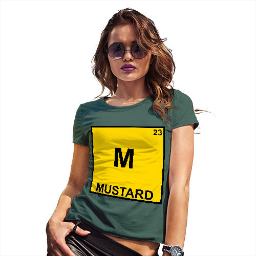 Novelty T Shirt Christmas Mustard Element Women's T-Shirt Medium Bottle Green