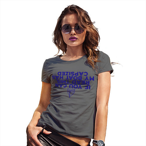 Funny T Shirts For Mum My Boat Has Capsized Women's T-Shirt Medium Dark Grey