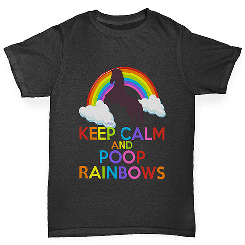 Novelty Tees For Girls Keep Calm And Poop Rainbows Girl's T-Shirt Age 5-6 Black