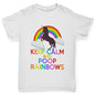 Girls novelty t shirts Keep Calm And Poop Rainbows Girl's T-Shirt Age 7-8 White