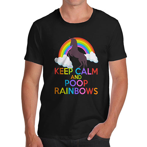 Funny Tshirts Keep Calm And Poop Rainbows Men's T-Shirt X-Large Black