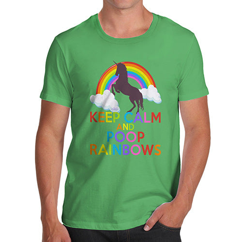 Funny Tshirts Keep Calm And Poop Rainbows Men's T-Shirt Medium Green