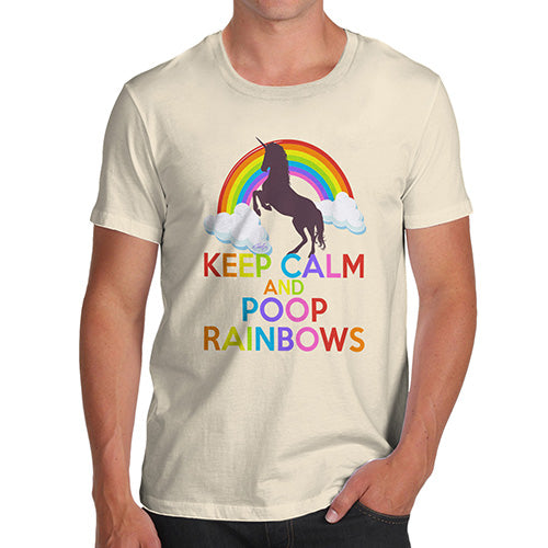 Funny Tshirts Keep Calm And Poop Rainbows Men's T-Shirt Medium Natural