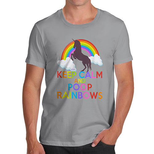 Funny Tshirts Keep Calm And Poop Rainbows Men's T-Shirt X-Large Light Grey