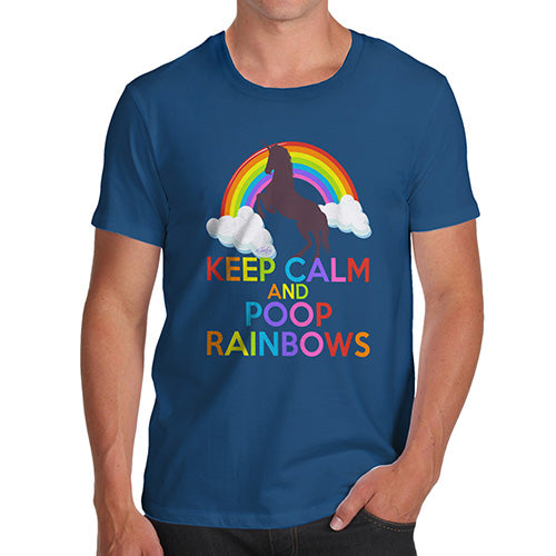 Novelty T Shirt Christmas Keep Calm And Poop Rainbows Men's T-Shirt Medium Royal Blue