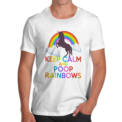 Funny Tshirts For Men Keep Calm And Poop Rainbows Men's T-Shirt Small White