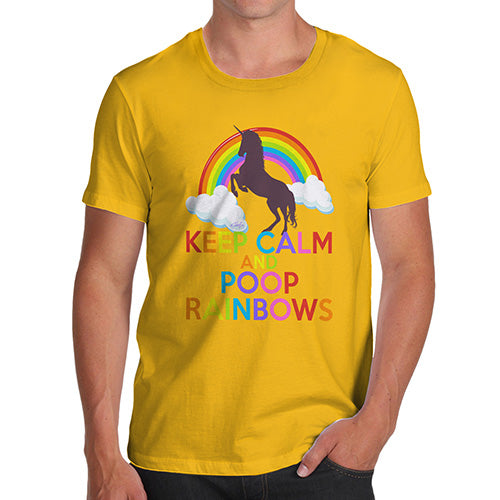 Novelty T Shirt Christmas Keep Calm And Poop Rainbows Men's T-Shirt Medium Yellow