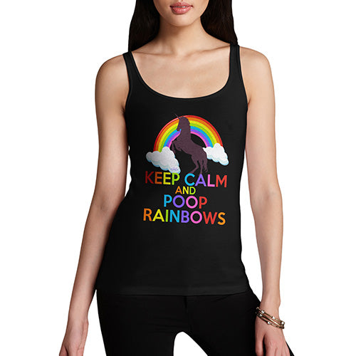 Funny Tank Top For Women Keep Calm And Poop Rainbows Women's Tank Top Large Black
