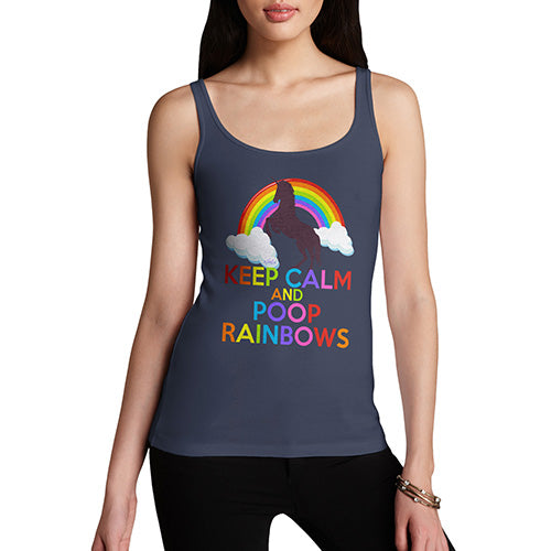 Funny Tank Top For Mom Keep Calm And Poop Rainbows Women's Tank Top Large Navy