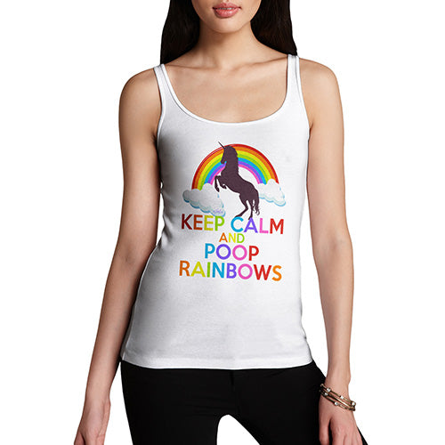 Funny Tank Tops For Women Keep Calm And Poop Rainbows Women's Tank Top Small White