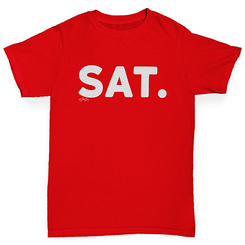 Boys Funny T Shirt SAT Saturday Boy's T-Shirt Age 12-14 Red