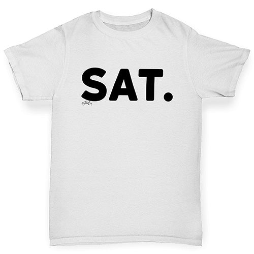 Boys novelty tees SAT Saturday Boy's T-Shirt Age 12-14 White