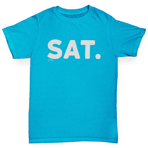 Novelty Tees For Girls SAT Saturday Girl's T-Shirt Age 3-4 Azure Blue