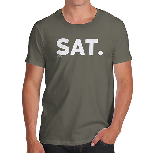 Funny Tee Shirts For Men SAT Saturday Men's T-Shirt Small Khaki