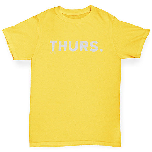 Novelty Tees For Boys THURS Thursday Boy's T-Shirt Age 12-14 Yellow