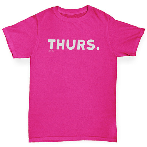 Novelty Tees For Girls THURS Thursday Girl's T-Shirt Age 7-8 Pink