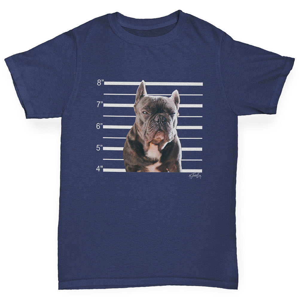 Boys novelty t shirts Staffordshire Bull Terrier Mugshot Boy's T-Shirt Age 12-14 Navy