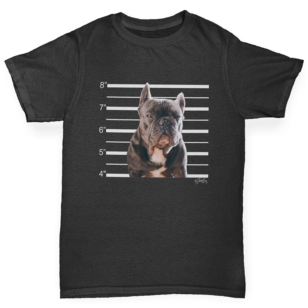Girls novelty t shirts Staffordshire Bull Terrier Mugshot Girl's T-Shirt Age 5-6 Black