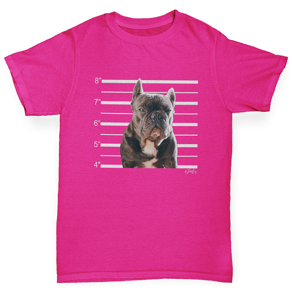 Girls Funny Tshirts Staffordshire Bull Terrier Mugshot Girl's T-Shirt Age 5-6 Pink