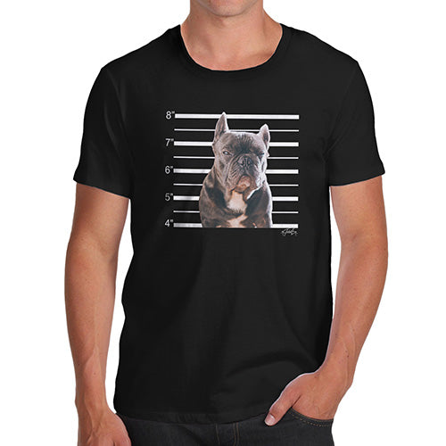 Funny Tshirts Staffordshire Bull Terrier Mugshot Men's T-Shirt X-Large Black