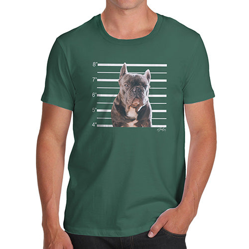 Funny Sarcasm T Shirt Staffordshire Bull Terrier Mugshot Men's T-Shirt X-Large Bottle Green