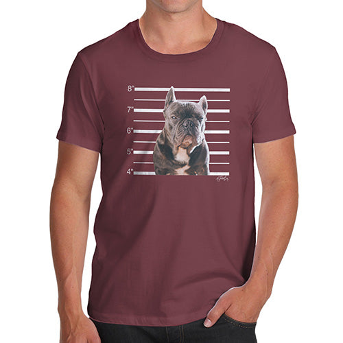 Funny T Shirts Staffordshire Bull Terrier Mugshot Men's T-Shirt Medium Burgundy