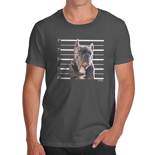 Funny T Shirts Staffordshire Bull Terrier Mugshot Men's T-Shirt Small Dark Grey