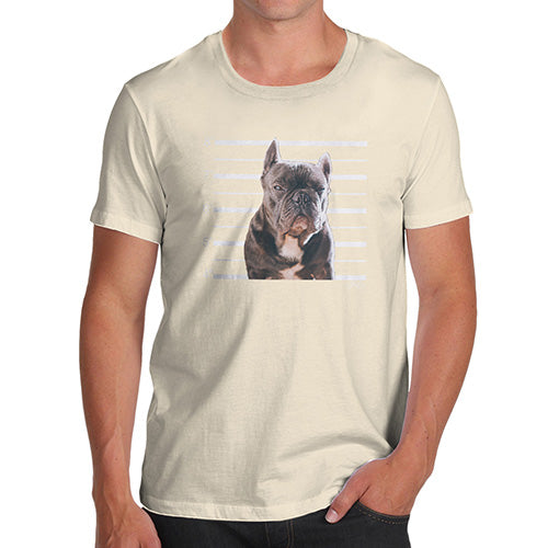 Funny Sarcasm T Shirt Staffordshire Bull Terrier Mugshot Men's T-Shirt Large Natural