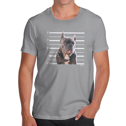 Funny Sarcasm T Shirt Staffordshire Bull Terrier Mugshot Men's T-Shirt Small Light Grey
